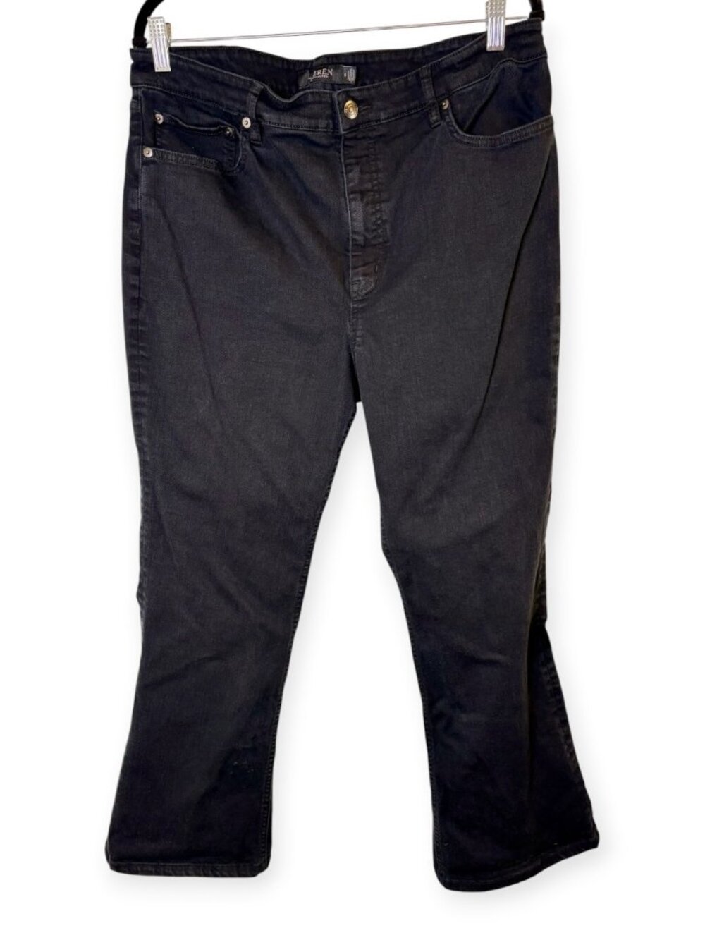 Lauren Ralph Lauren Black Stretch Mid Rise Bootcut Jeans Size 16